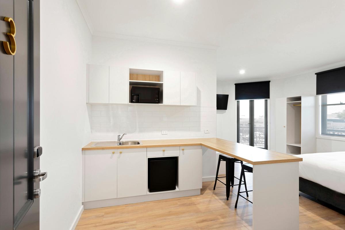 King Apartment Kitchen View