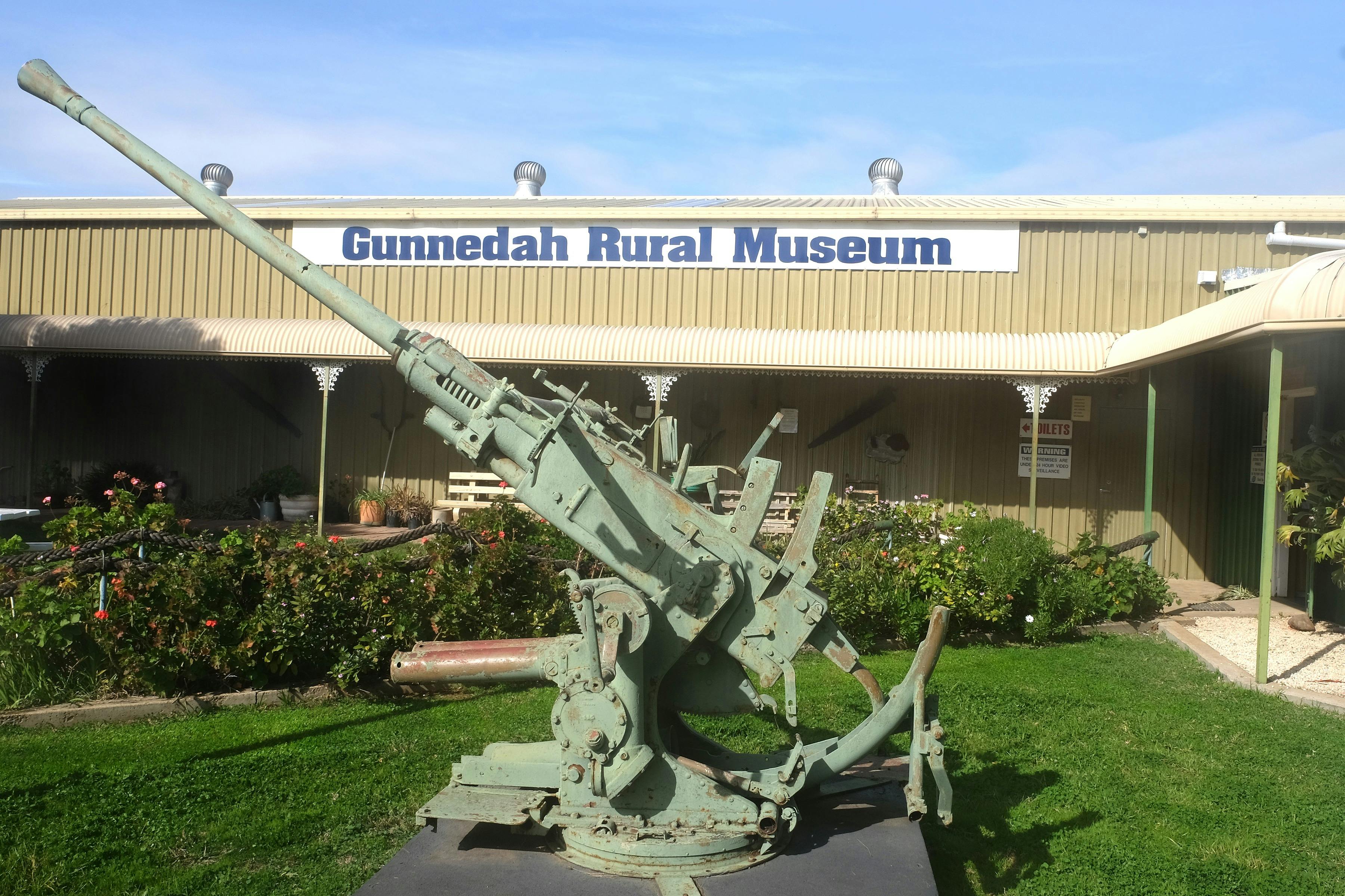 Vintage military anti-air craft gun at Gunnedah Rural Museum