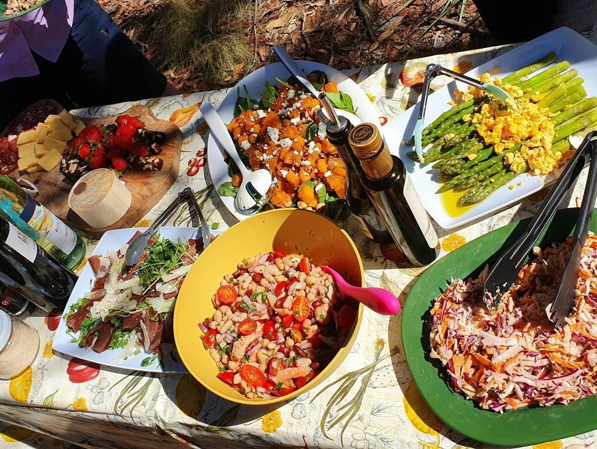 Typical Hedonistic Hiking picnic lunch en route