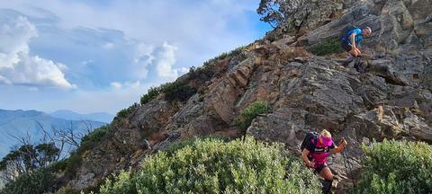 Having fun on the rocky parts of the trail.