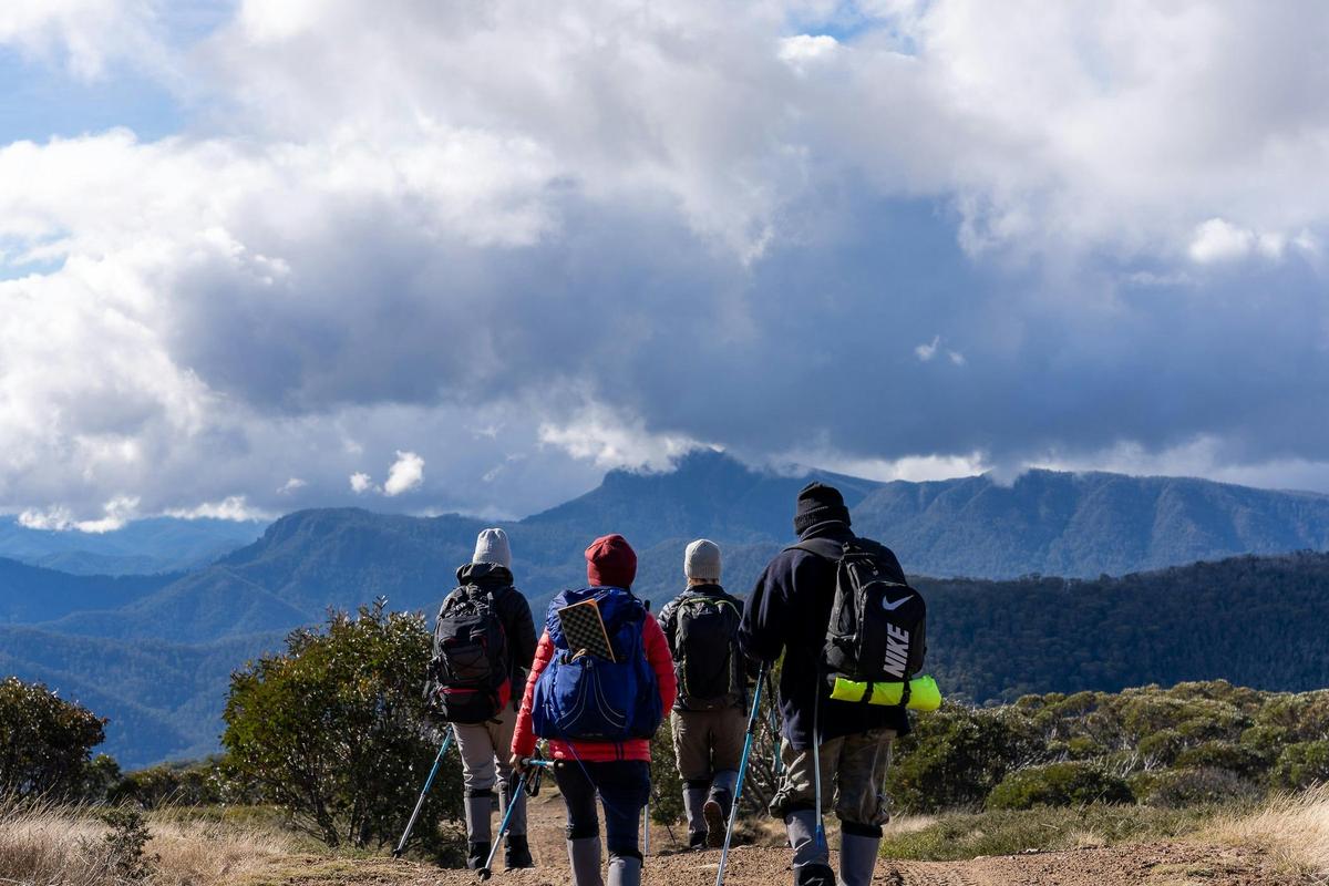 Crossing the summit of Mt Stirling in Victoria's High Country
