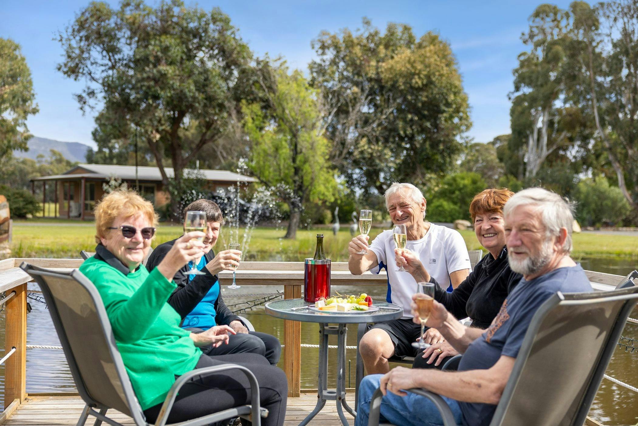 guests enjoying a drink outside