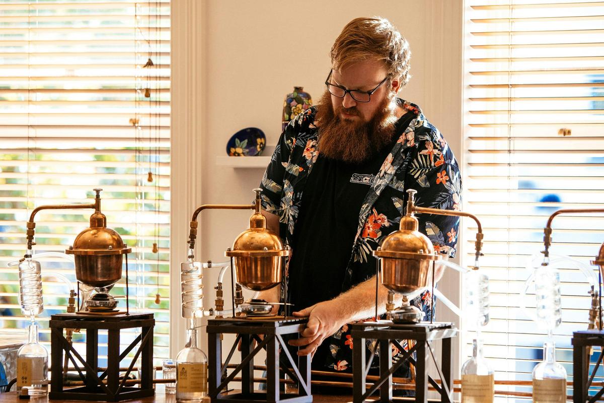 Setting up mini stills.
