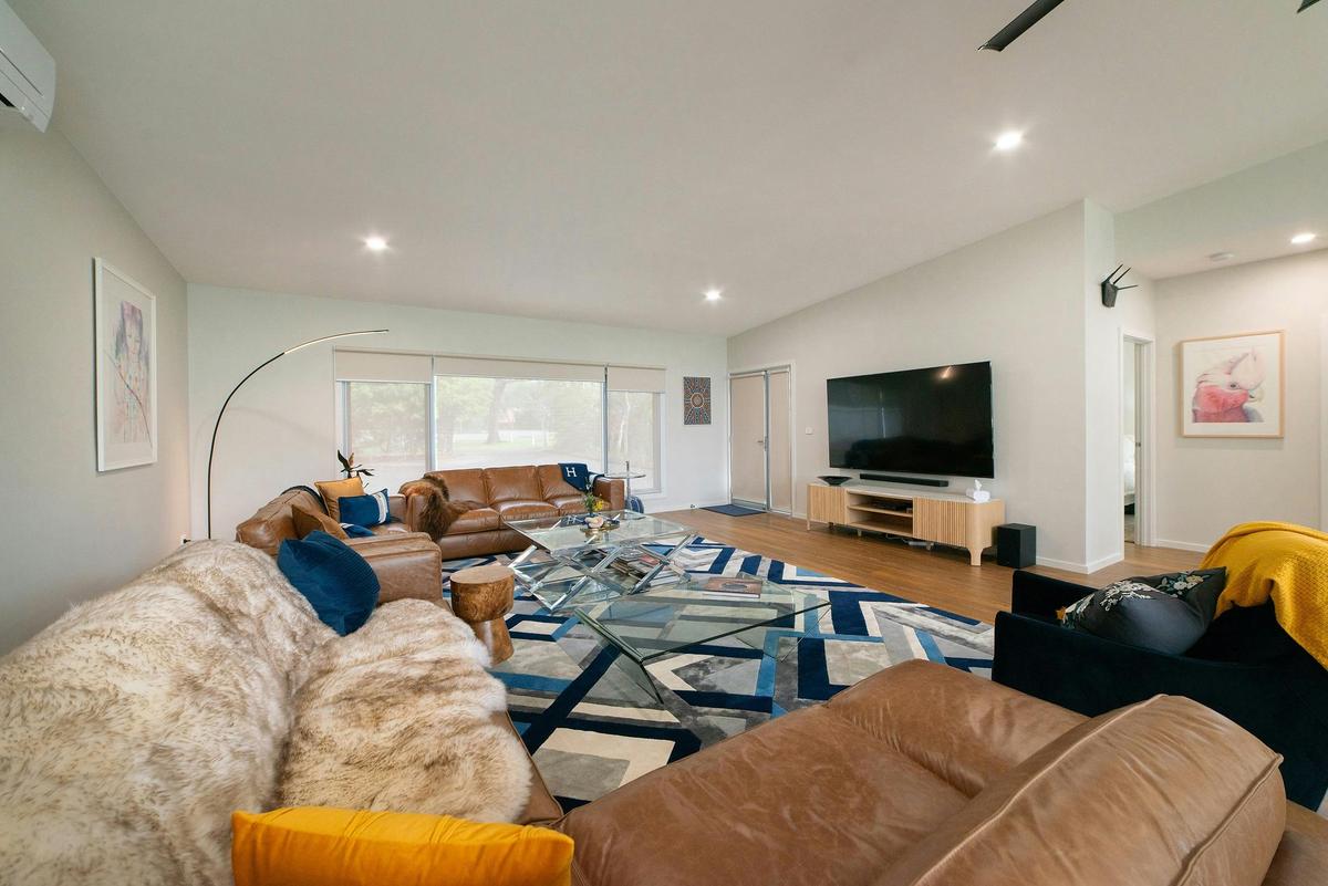 Plush leather lounge suites to cater for 10 + guests