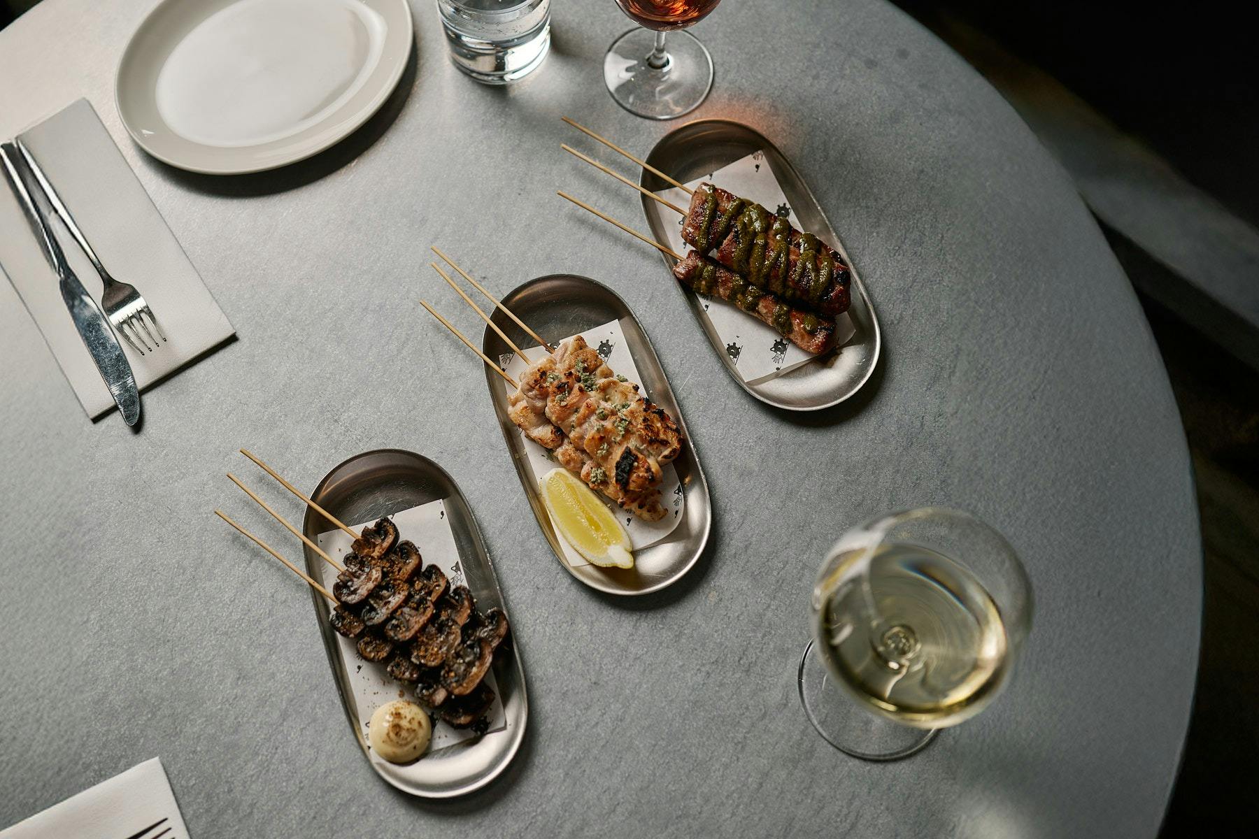 Charcoal grilled skewers