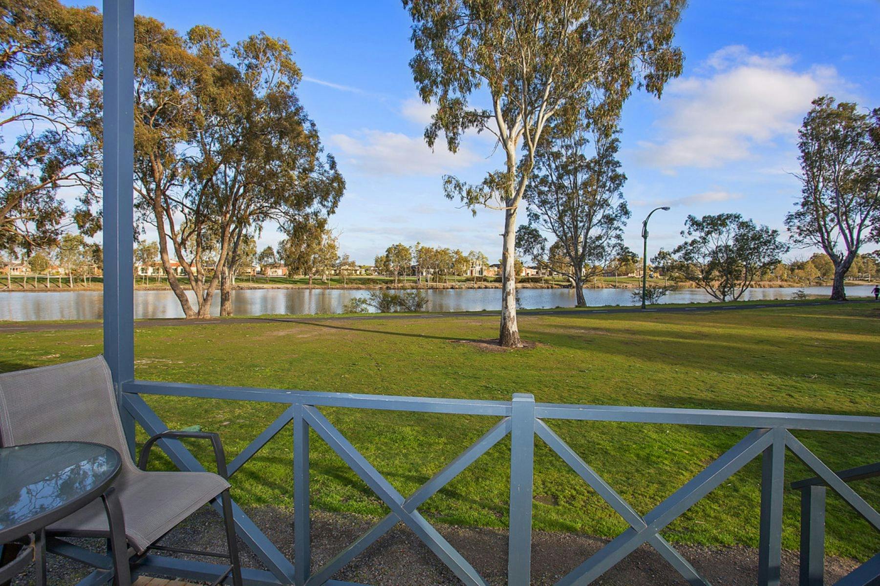 Waterfront views from a large cabin