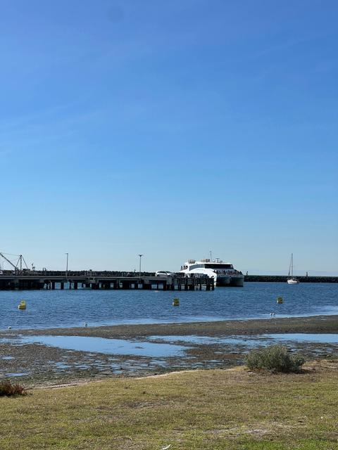 Ferry in the ocean at the pier