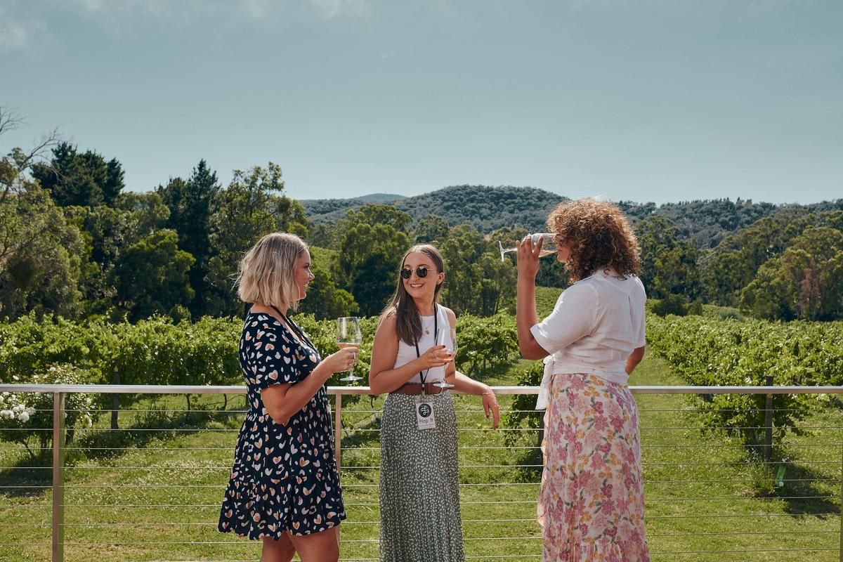 Group of women drinking wine