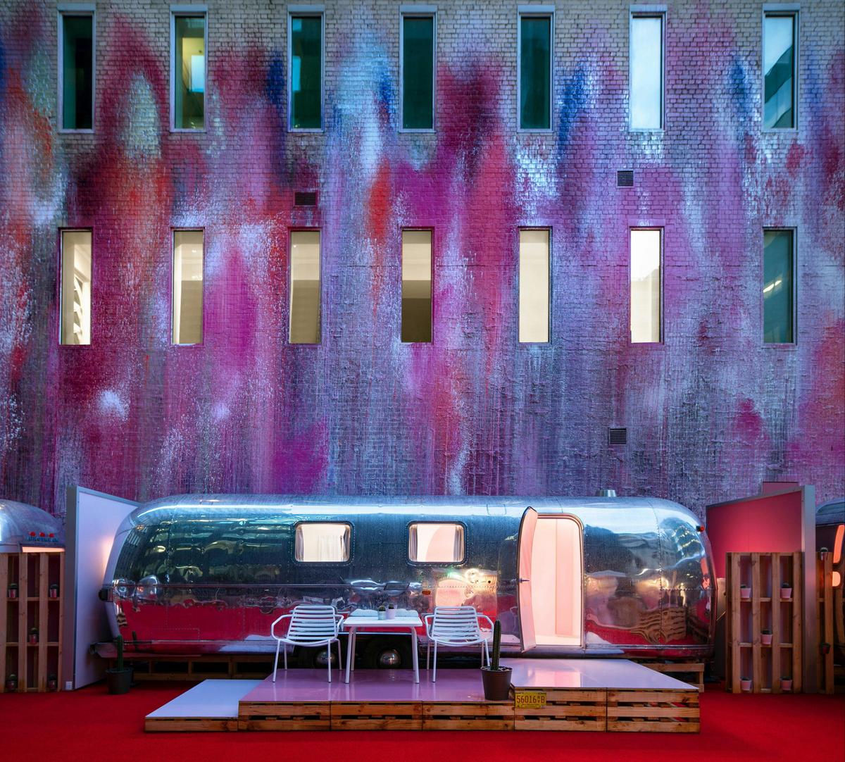 Luxury Vintage 1970's Airstream Trailers hidden on a rooftop in Melbourne's CBD
