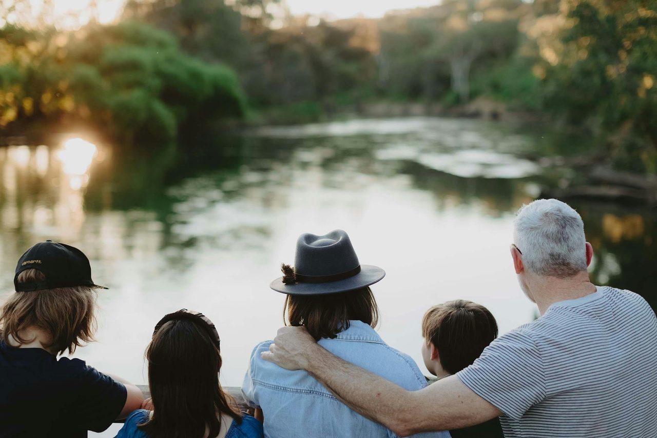 Family Looking at the Murray from the Boardwalk
