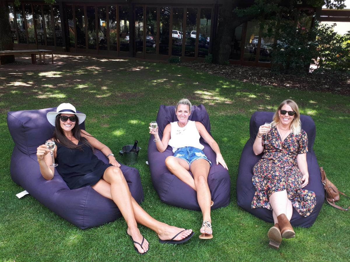 Prosecco on the lawn at Brown Brothers