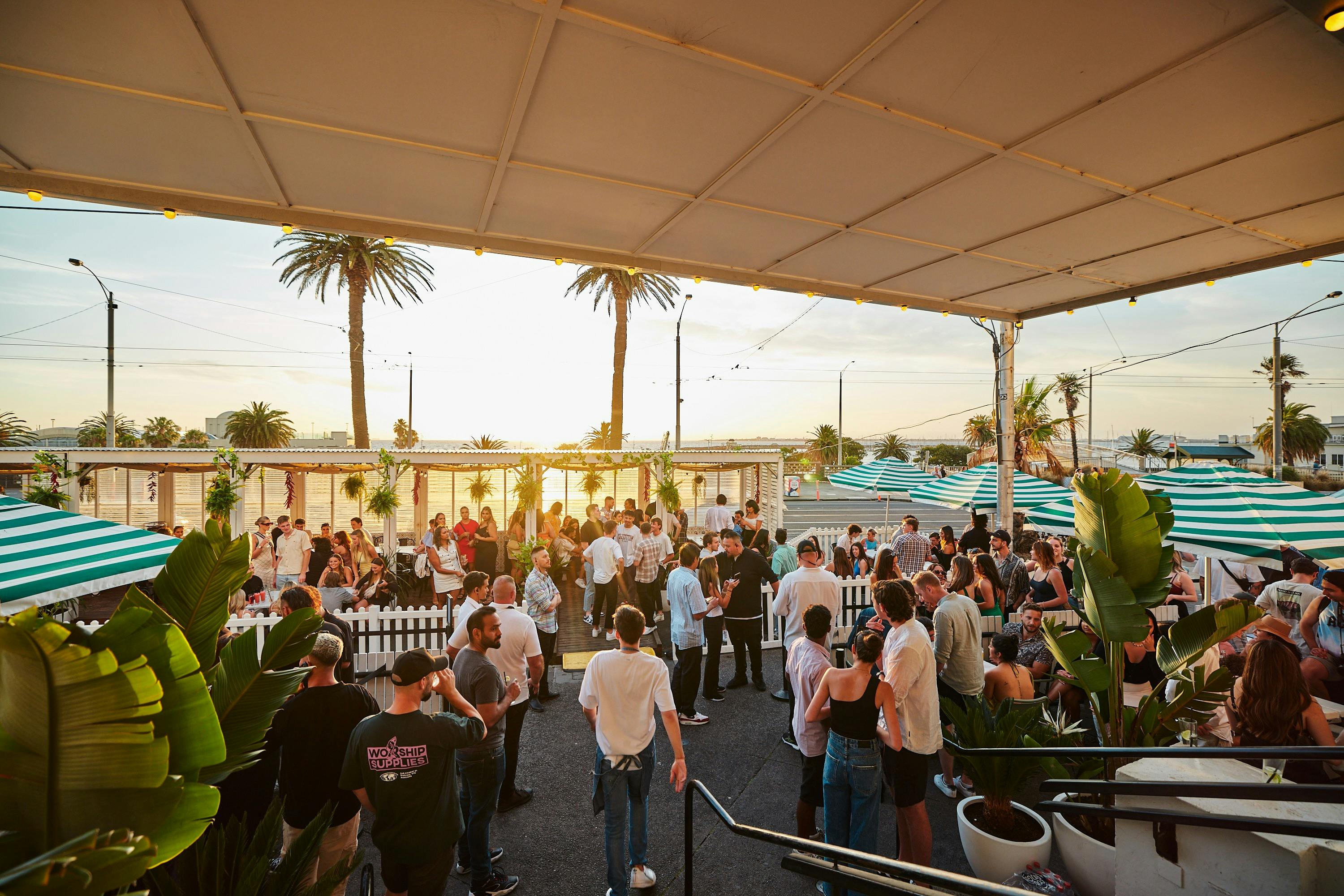 Outdoor seating at front of venue