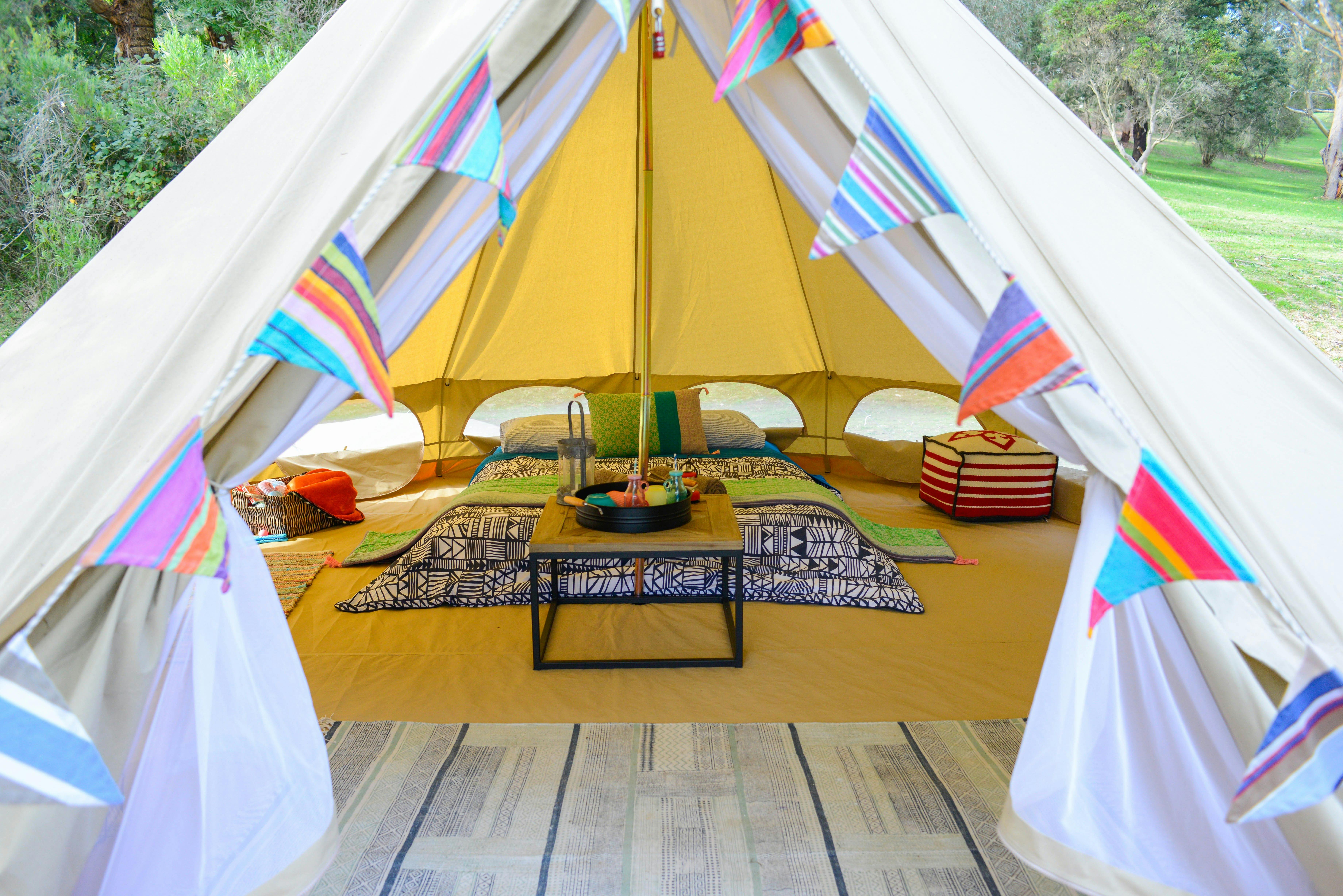 Inside Iluka Glamping Tent