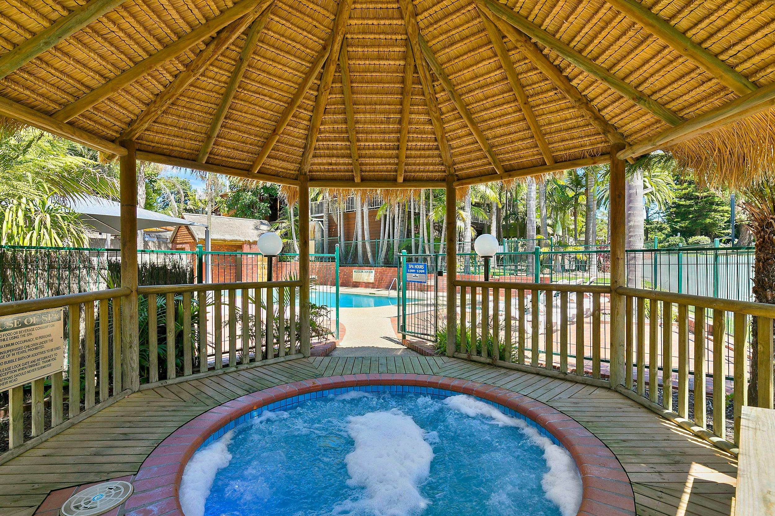 Hot Spa under Bali thatched roof