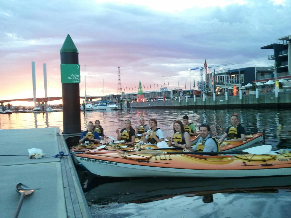 Fish and Chips while in the boats at sunset on the Moonlight Kayak Tour