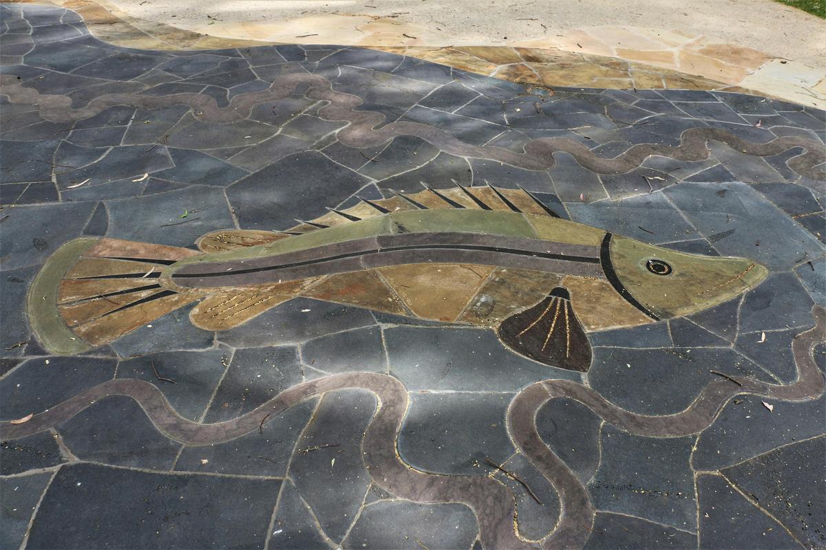 In ground mural at Koondrook Wharf