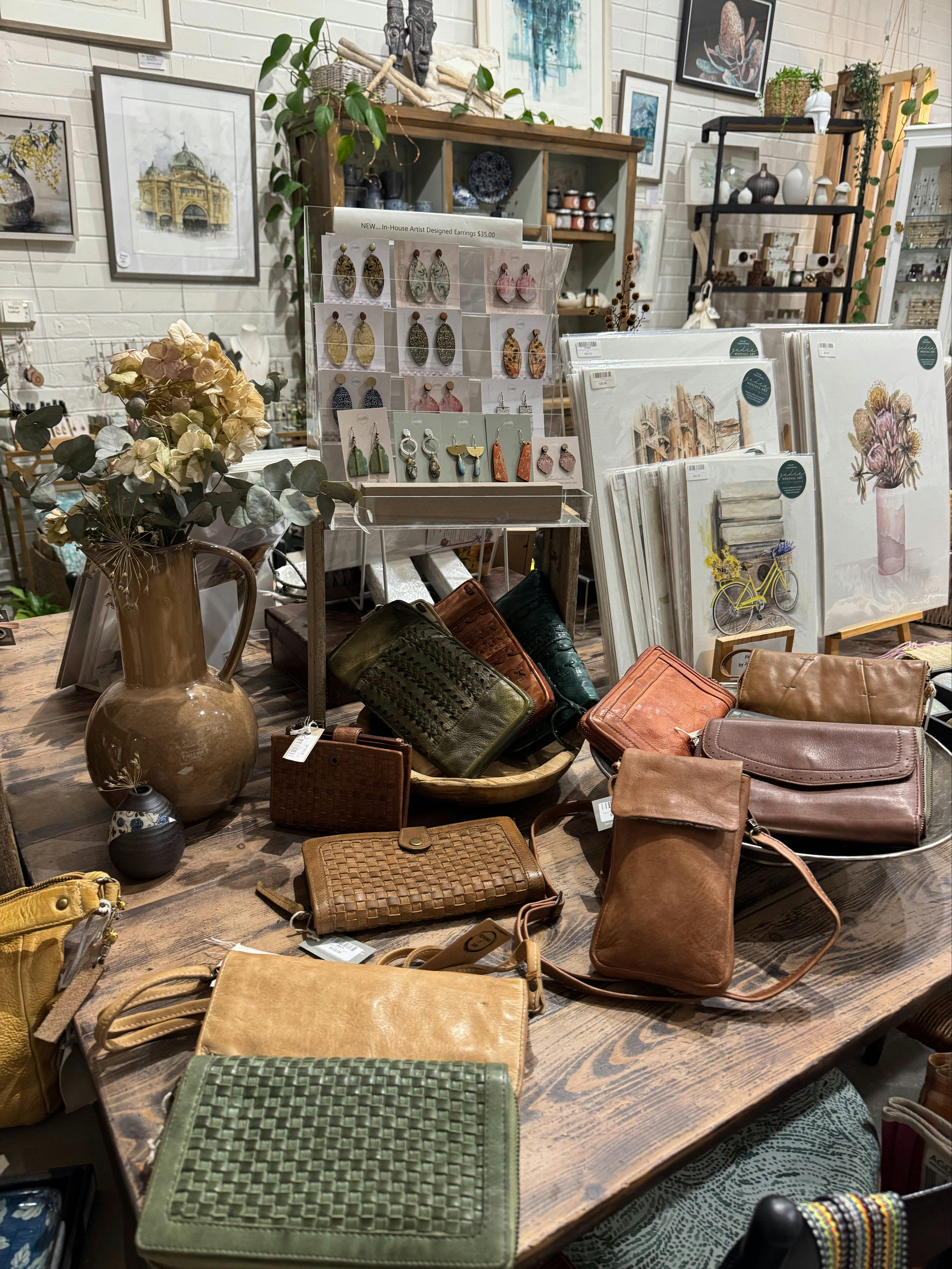 Our beautiful gift ideas nestled amongst the art