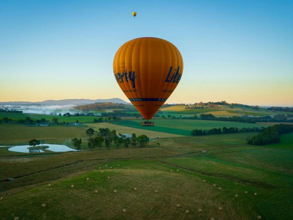 Passengers enjoying breathtaking ocean views during a hot air balloon flight
