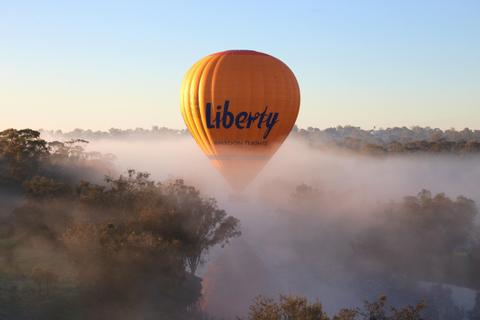 Floating over Yarra Valley mist in a hot air balloon
