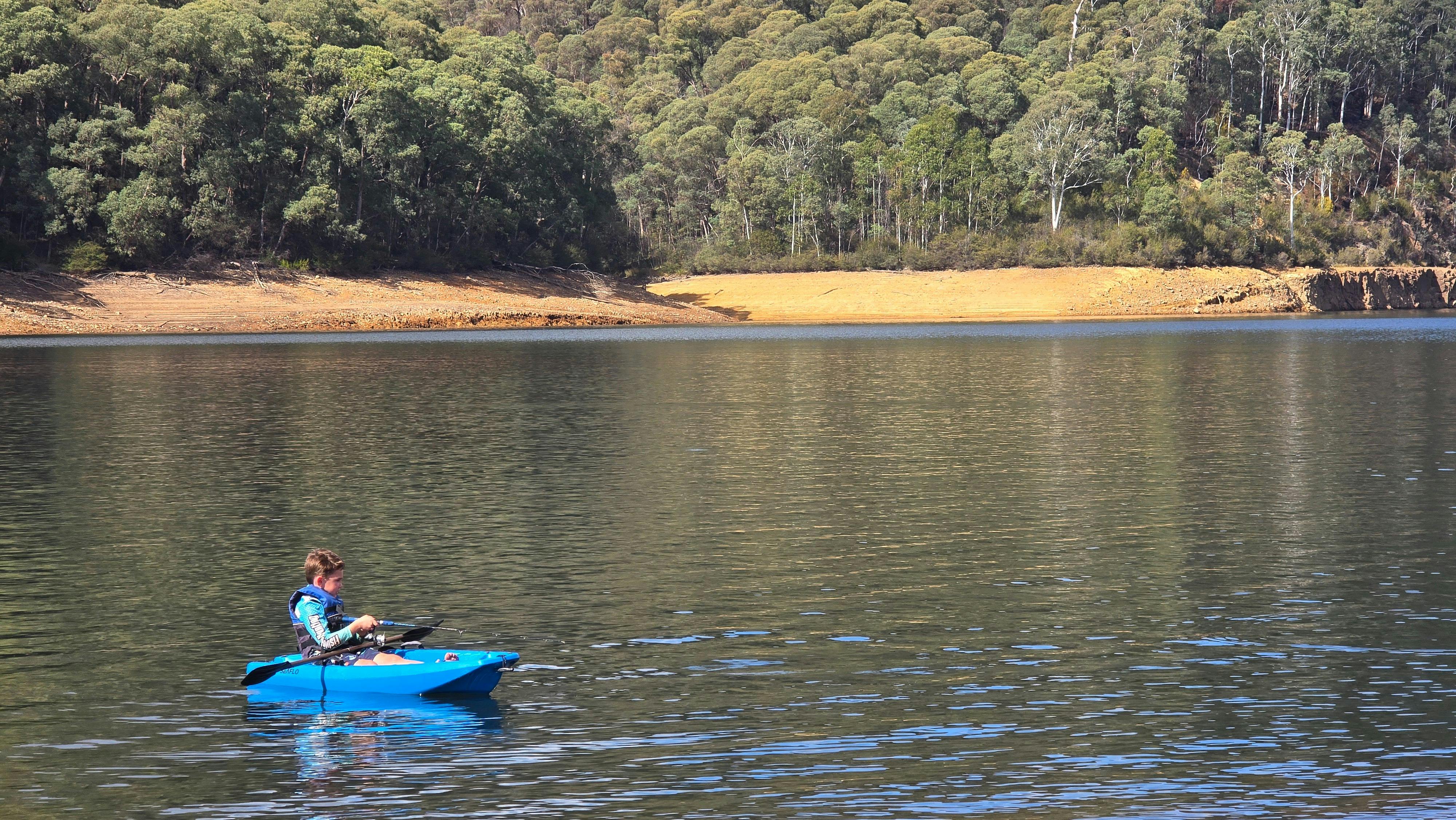 Kayak fishing at Lake William Hovell