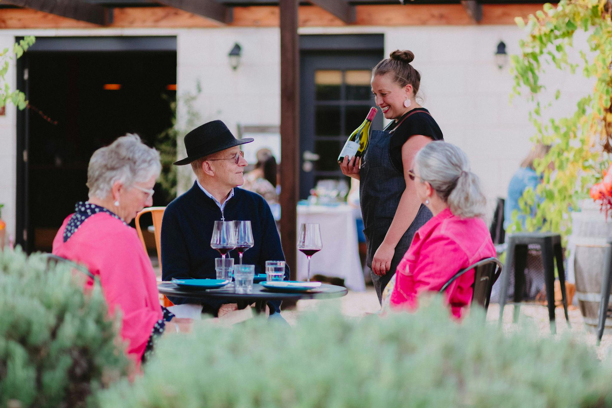 Visitors to the Lyons Will cellar door talking to winemaker Renata Morello.