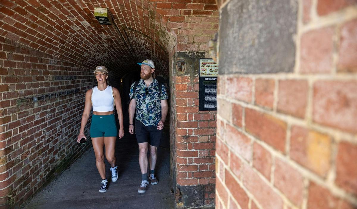 two visitors at Point Napean Fort