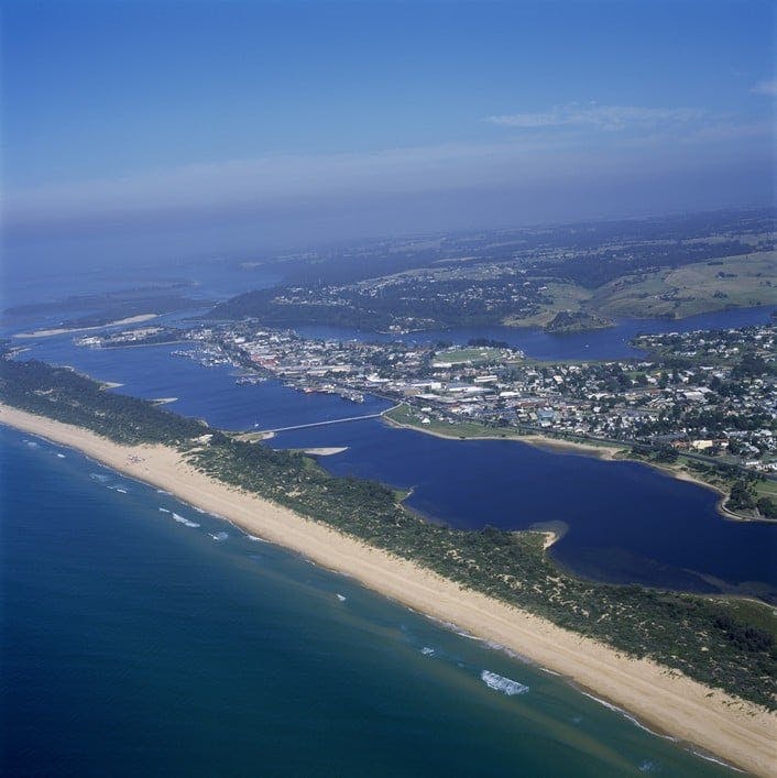 Aerial View of Lakes Entrance