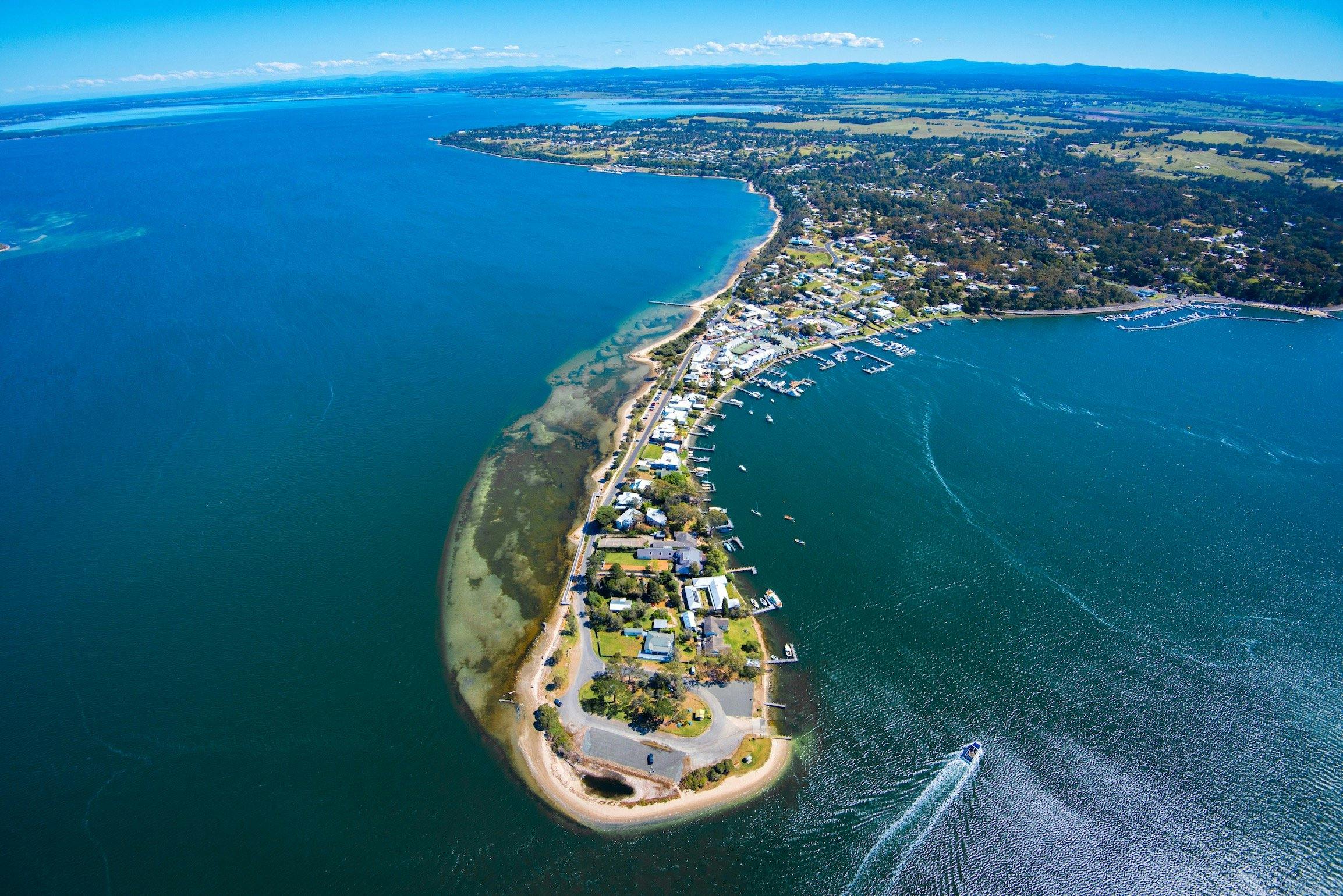 Flights 3, 4 & 5 – Shaving Point at Metung with The Silt Jetties in the background