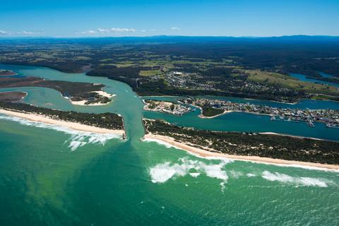 Flight 2 – View of The Entrance, Lakes Entrance township and Ninety Mile Beach