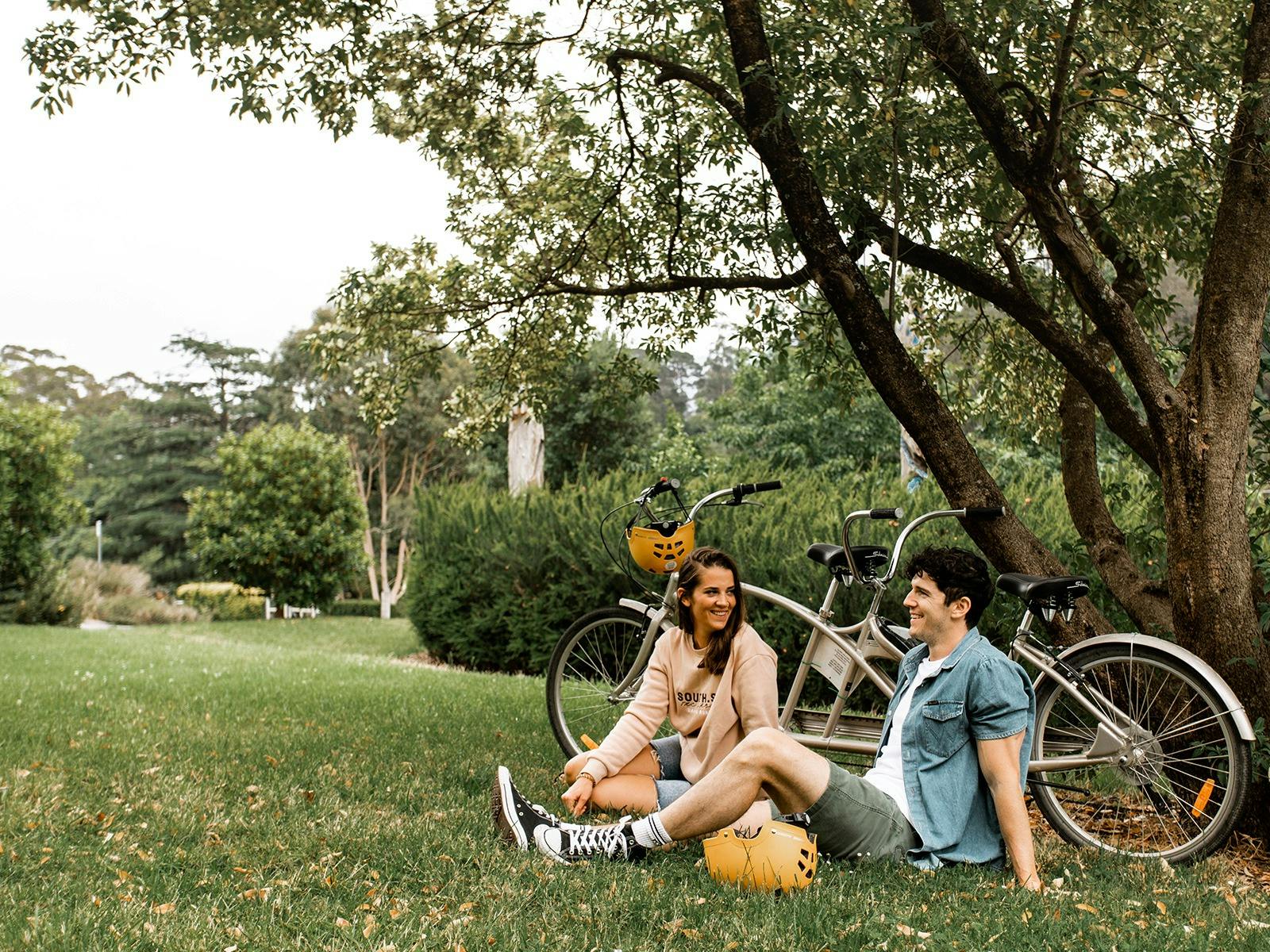 Resting after riding the Warburton Rail Trail