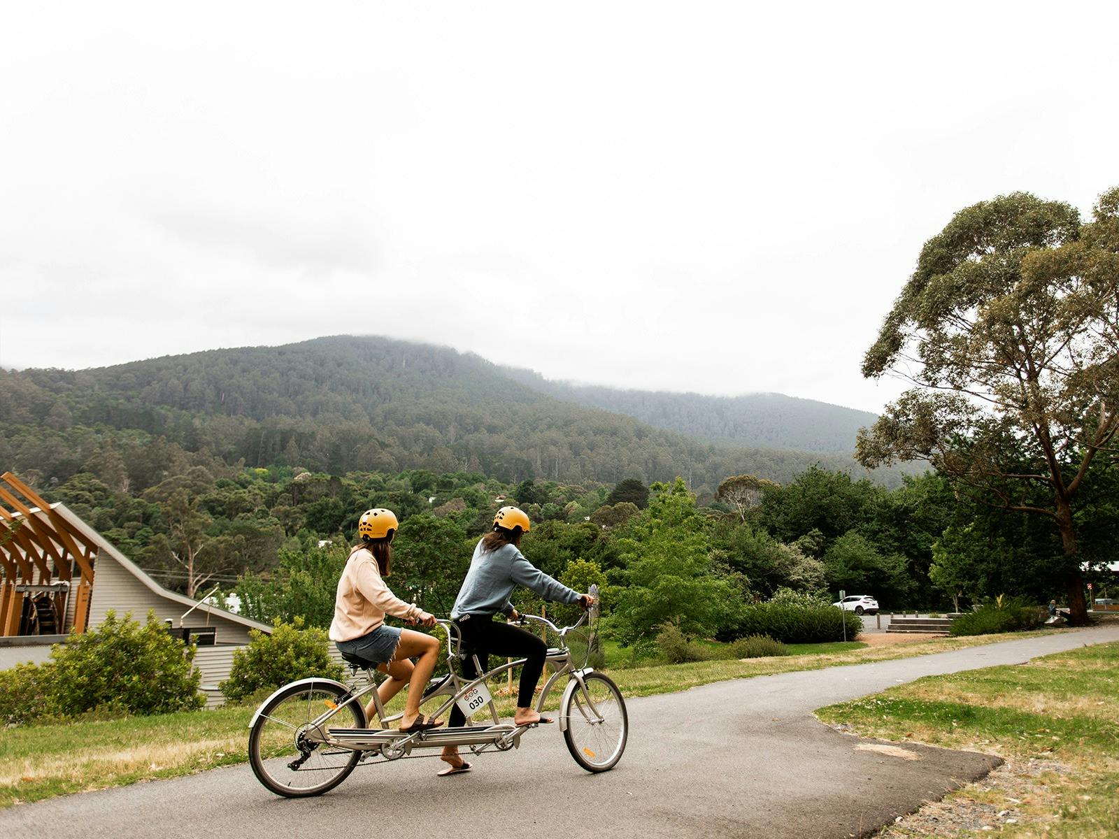 Riding the Rail Trail in Warburton on a Tandem Bike