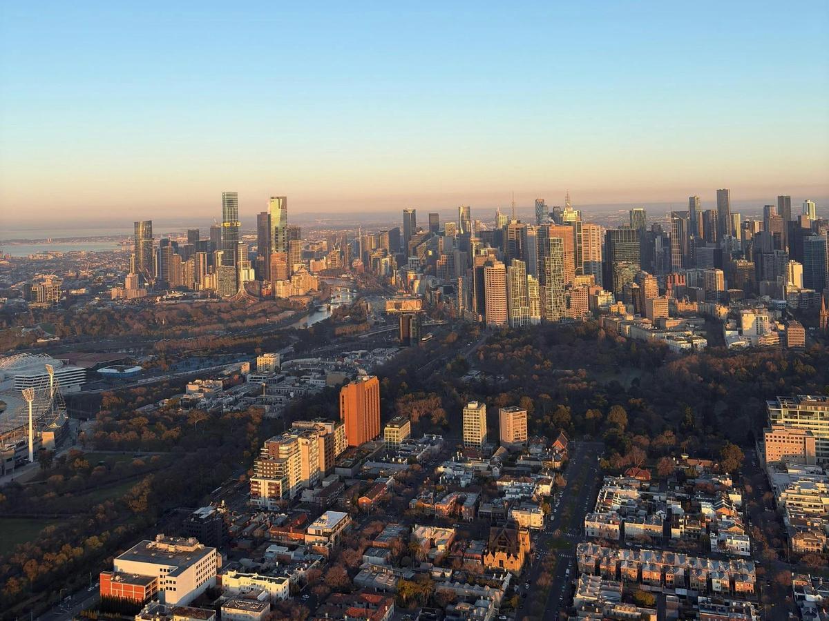 Scenic aerial view of the city captured during a hot air balloon flight