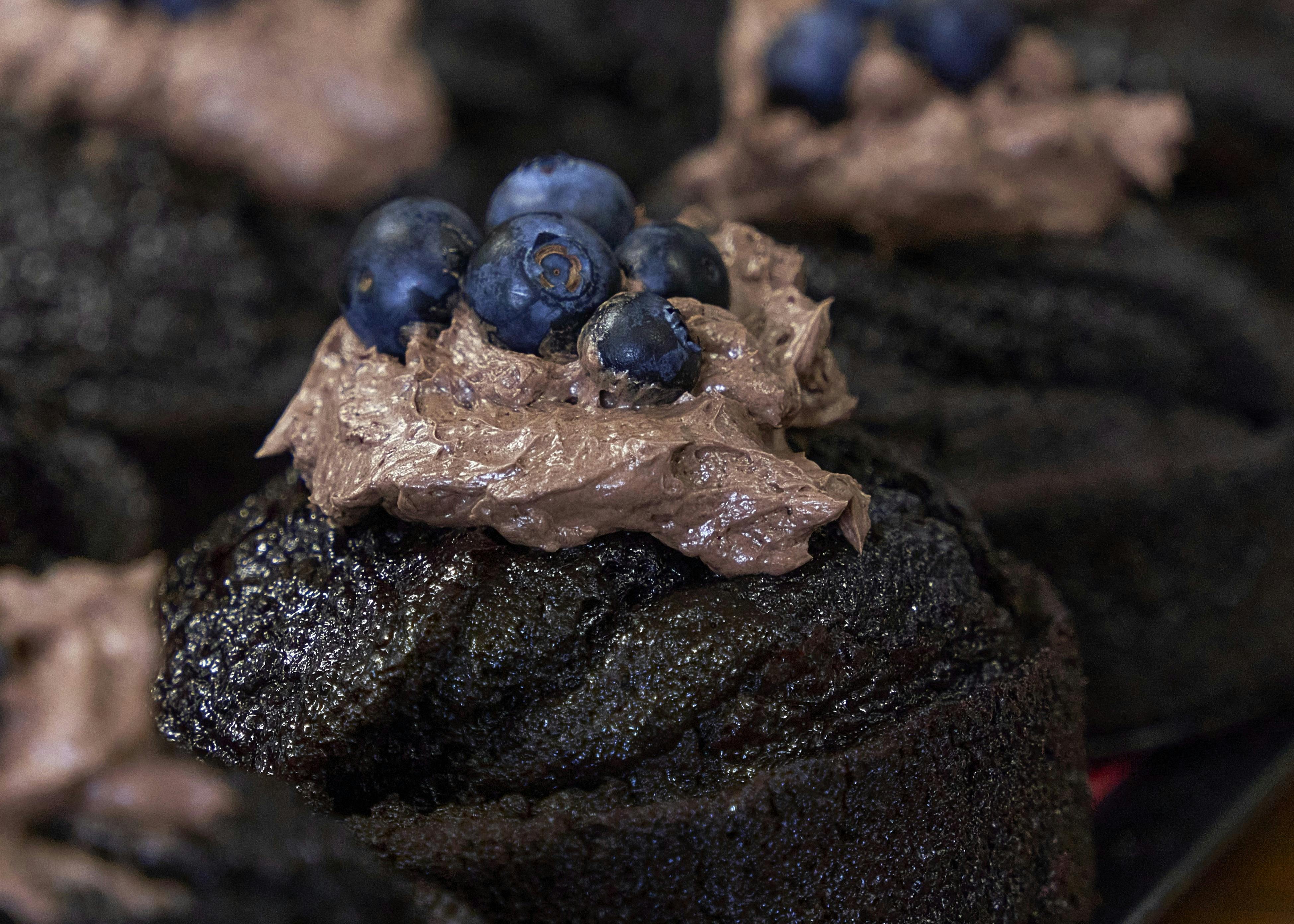 Maldon Bakery - mini chocolate cakes with blueberries