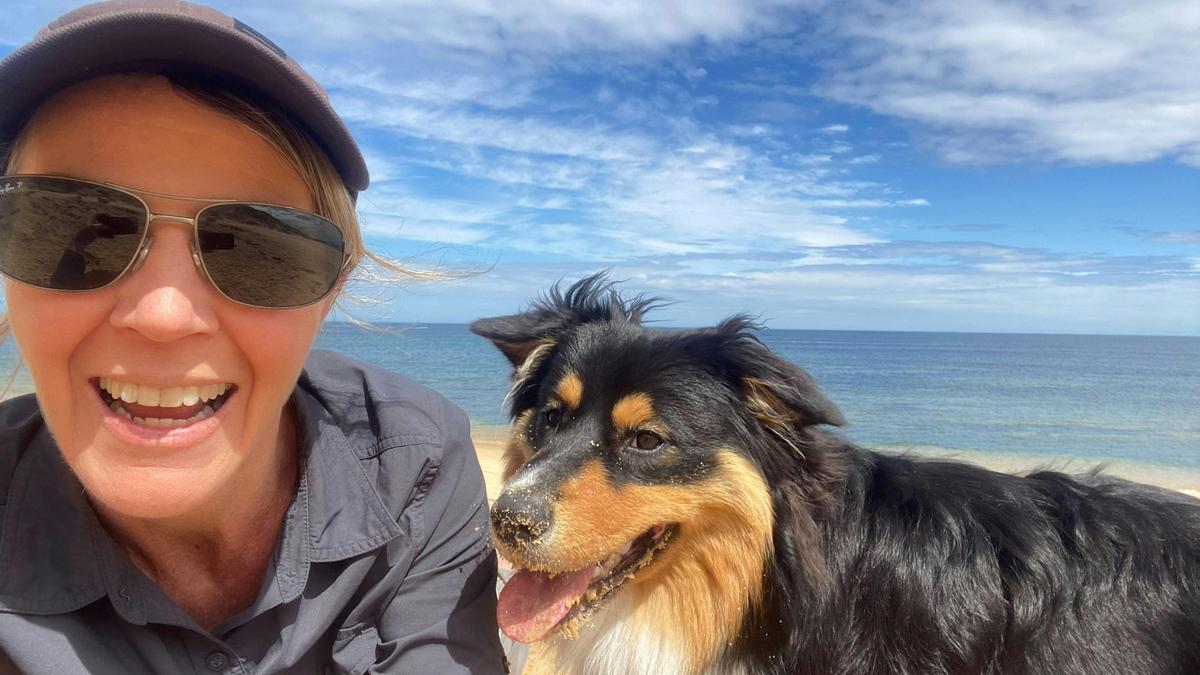 Founder Kim and Distillery dog Gibbs