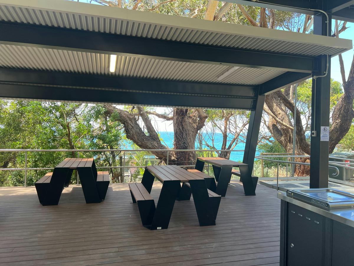 New outdoor area with BBQs and view