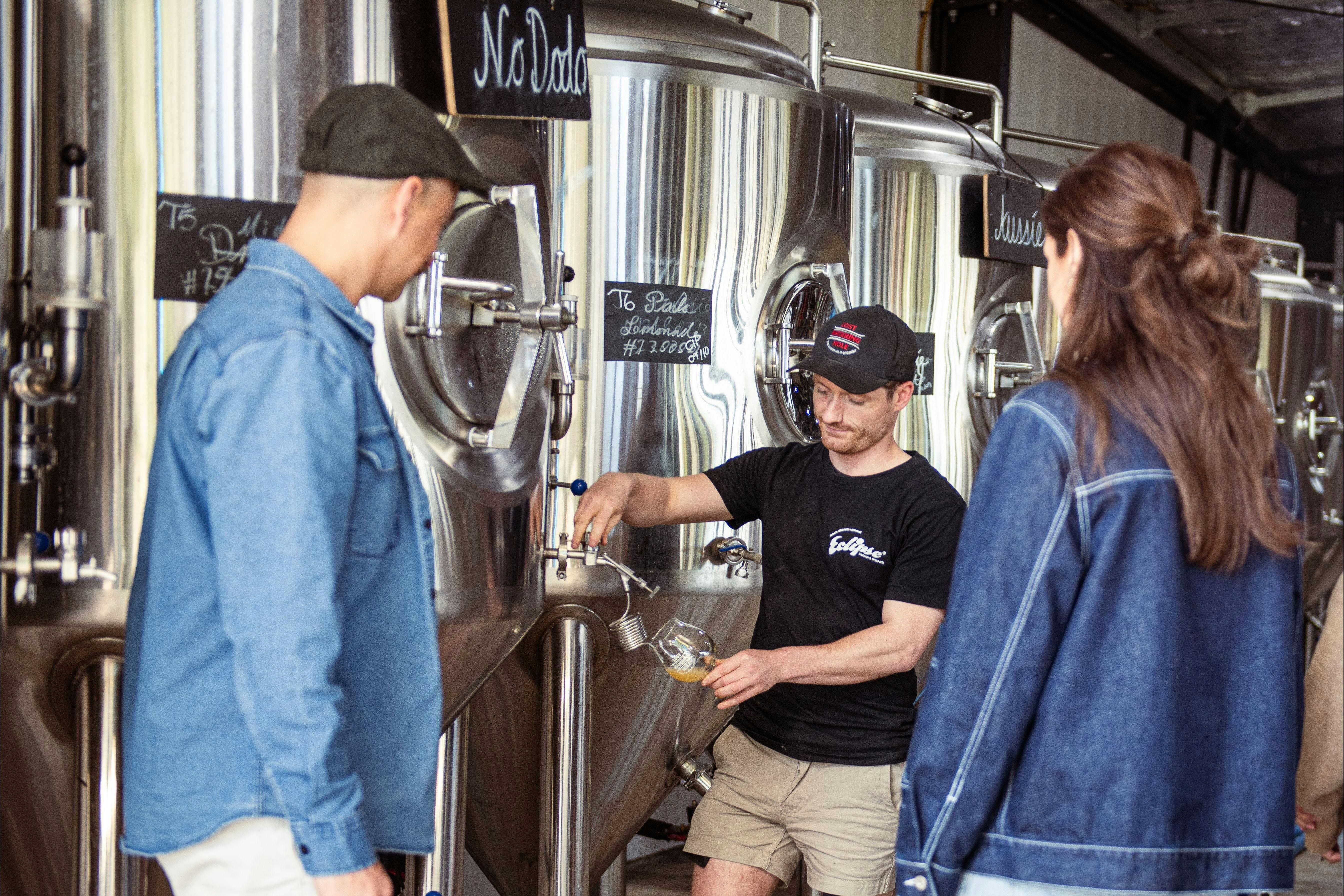 Visitors at a brewery