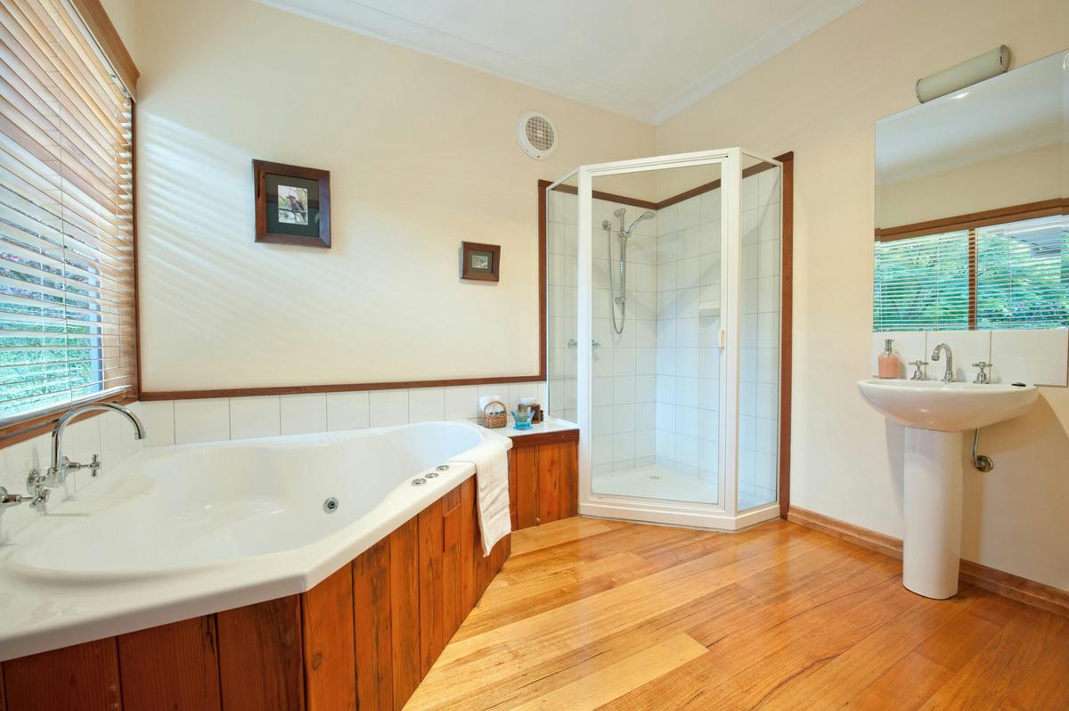 Spa bath, Mountain Ash and Silver Wattle
