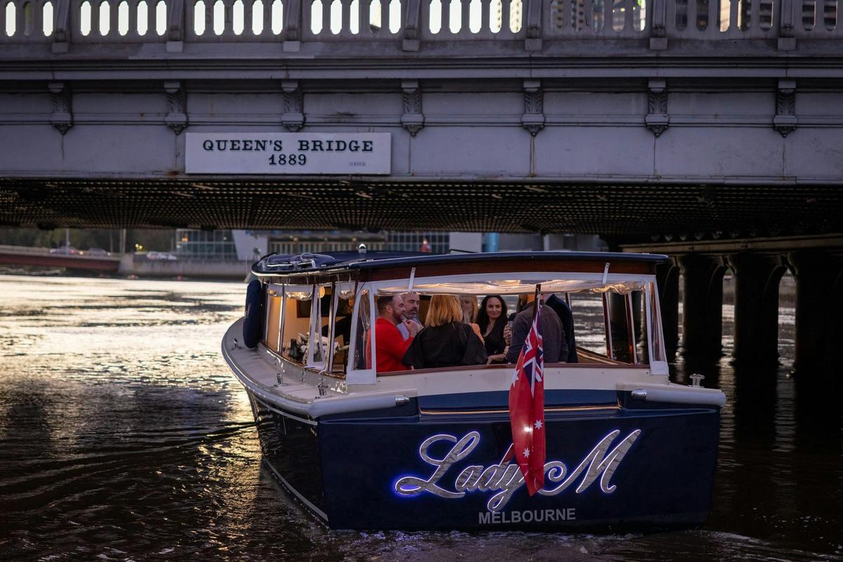 luxury boat Lady M, available for private charter Yarra River