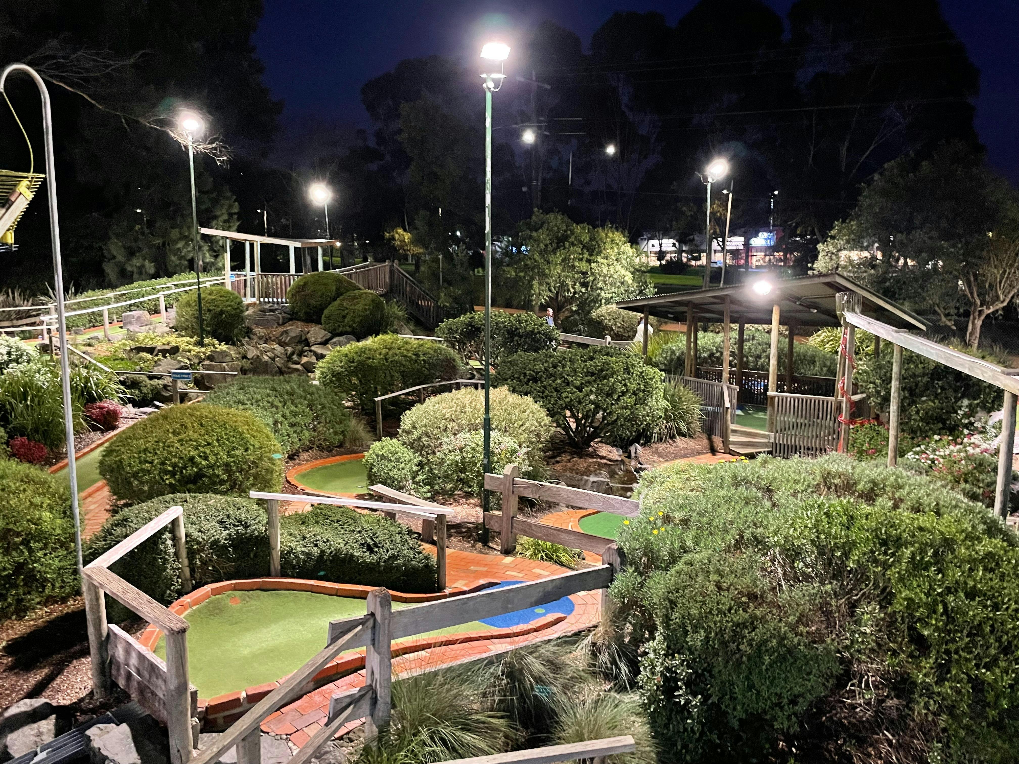 Lakes Course lit up at night