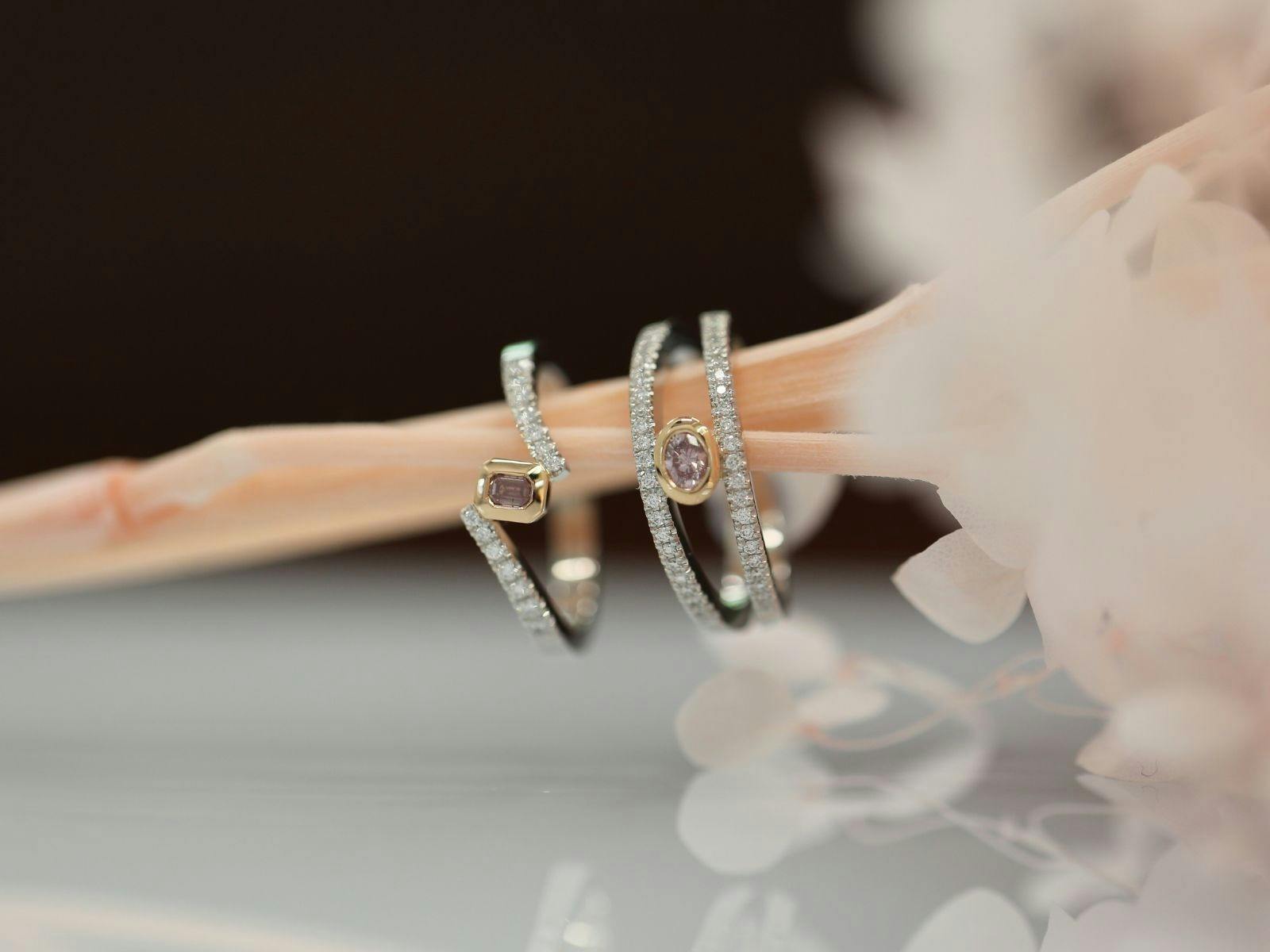Pink Diamond Tension Style Rings