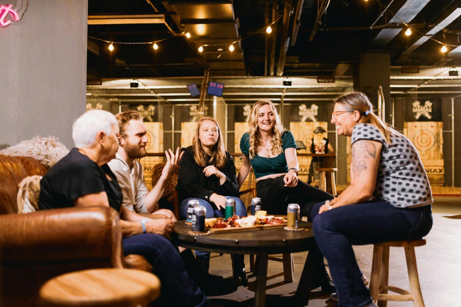Axe Throwing in Melbourne with groups of friends and food