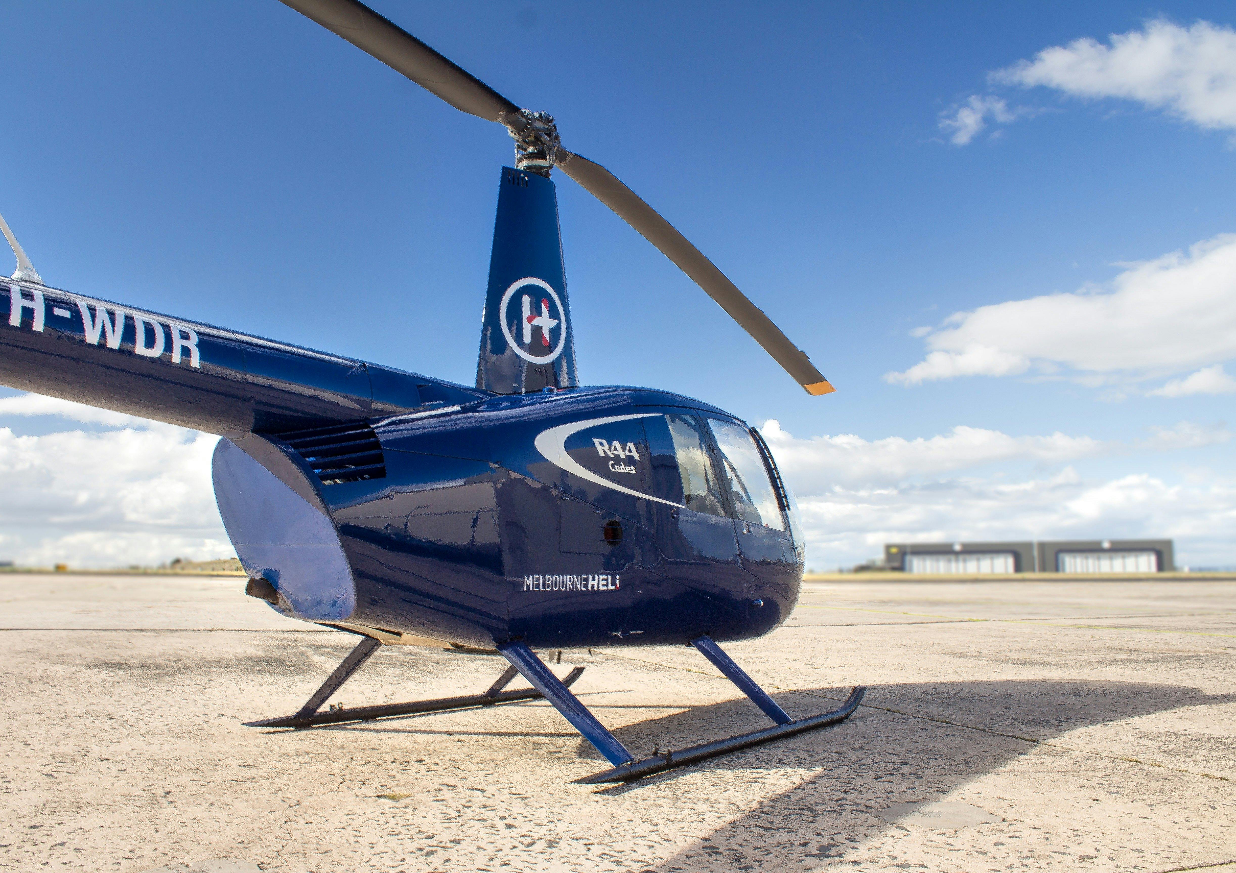 Blue Robinson R44 Cadet helicopter