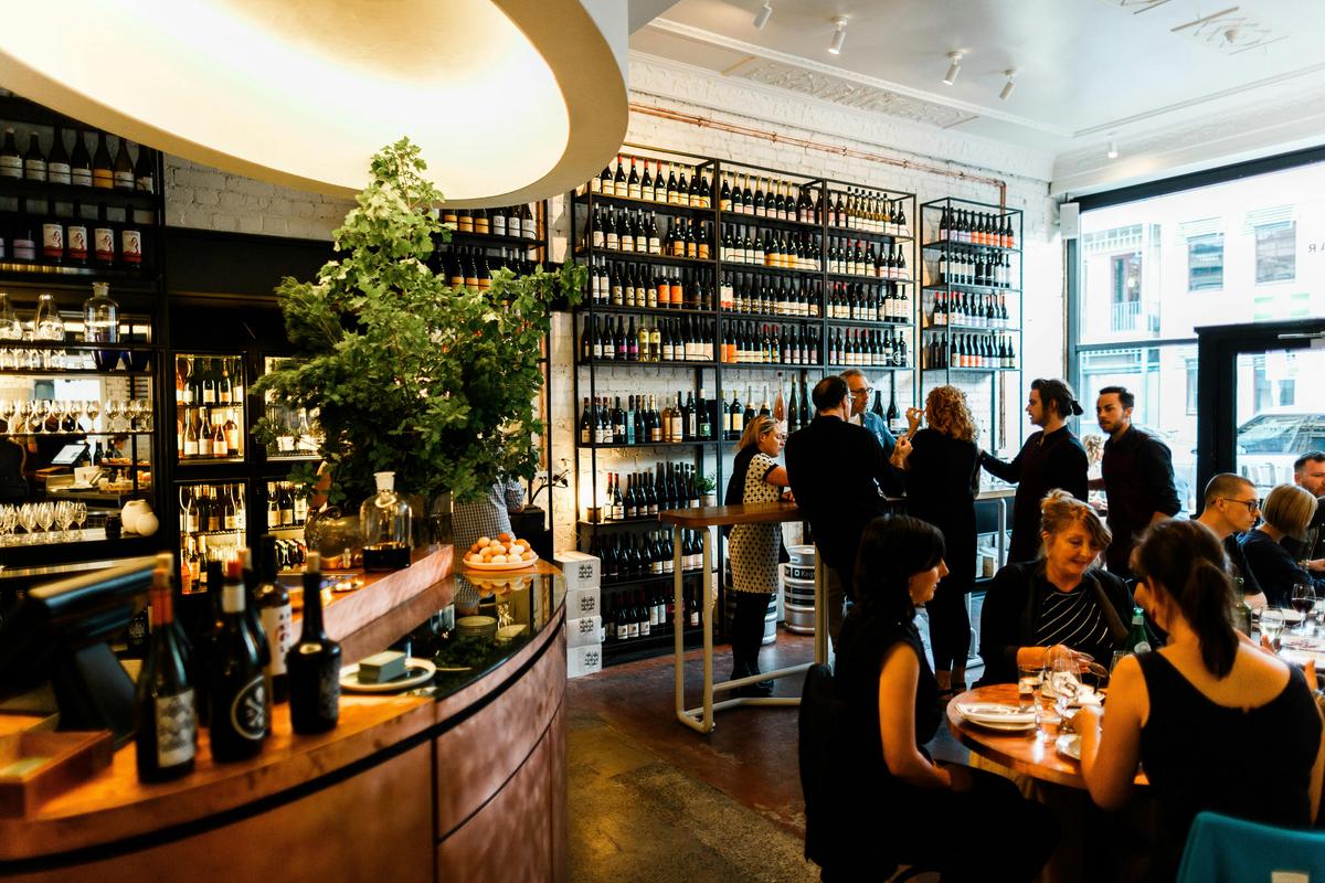 The bar and wine wall