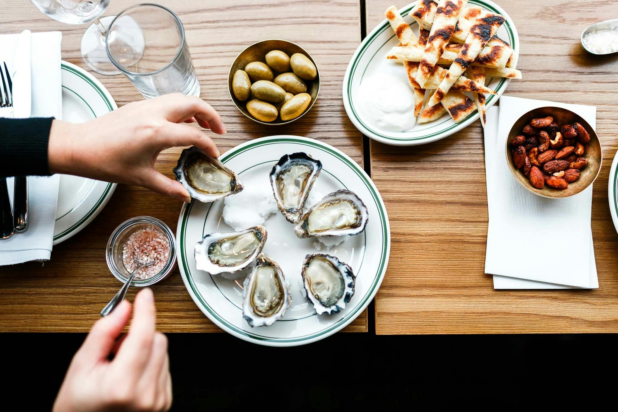 Oysters and snacks