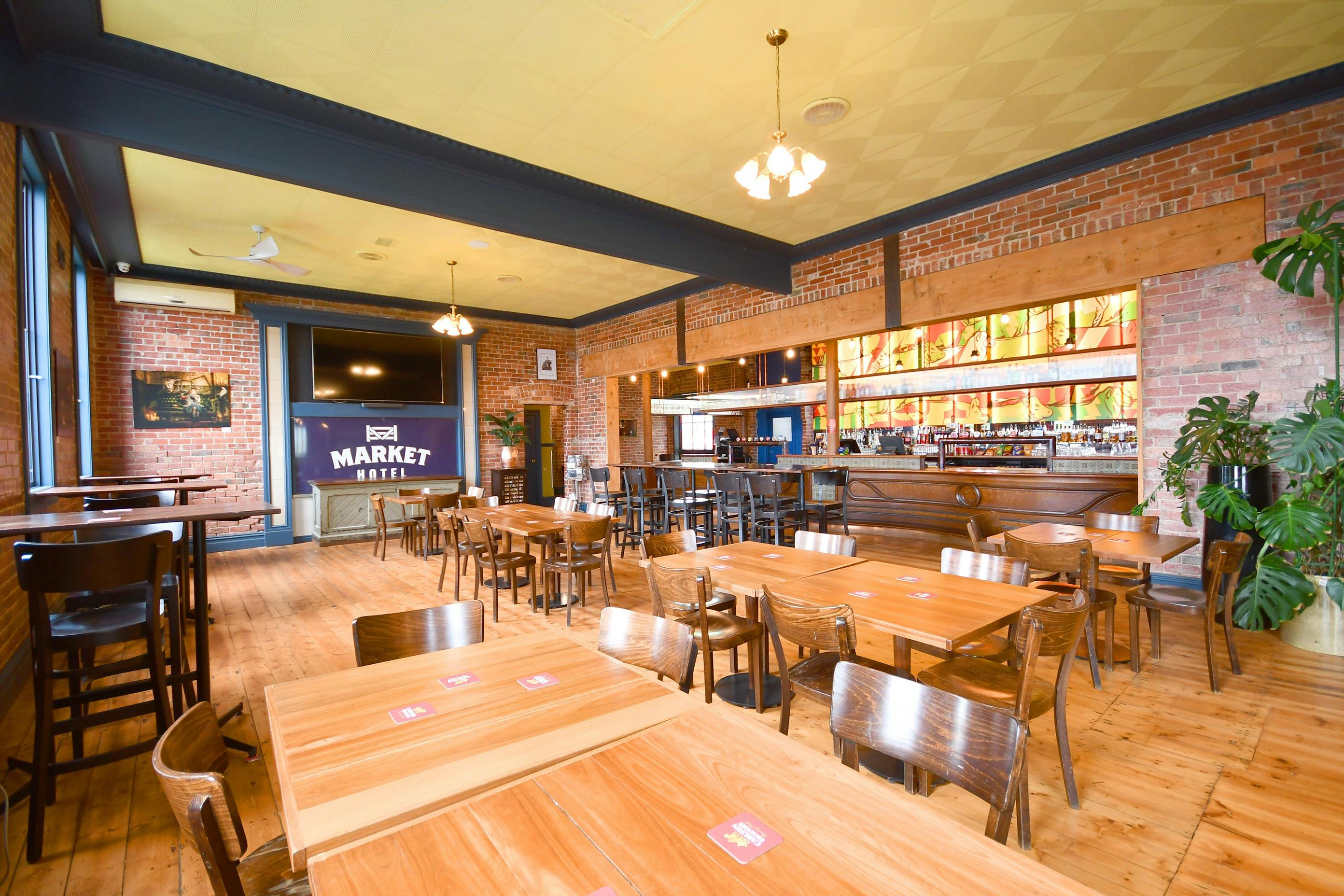 Bistro and historic bar leading to the beer garden