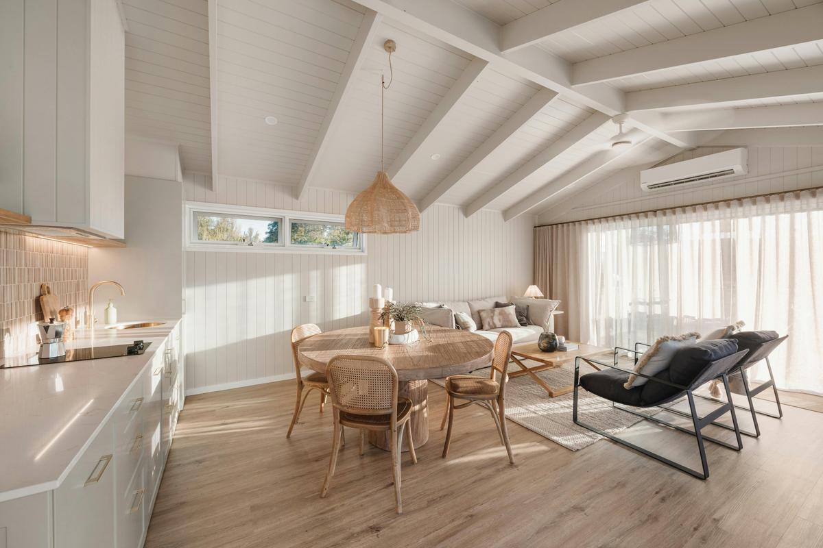 Open plan kitchen, dining and living space