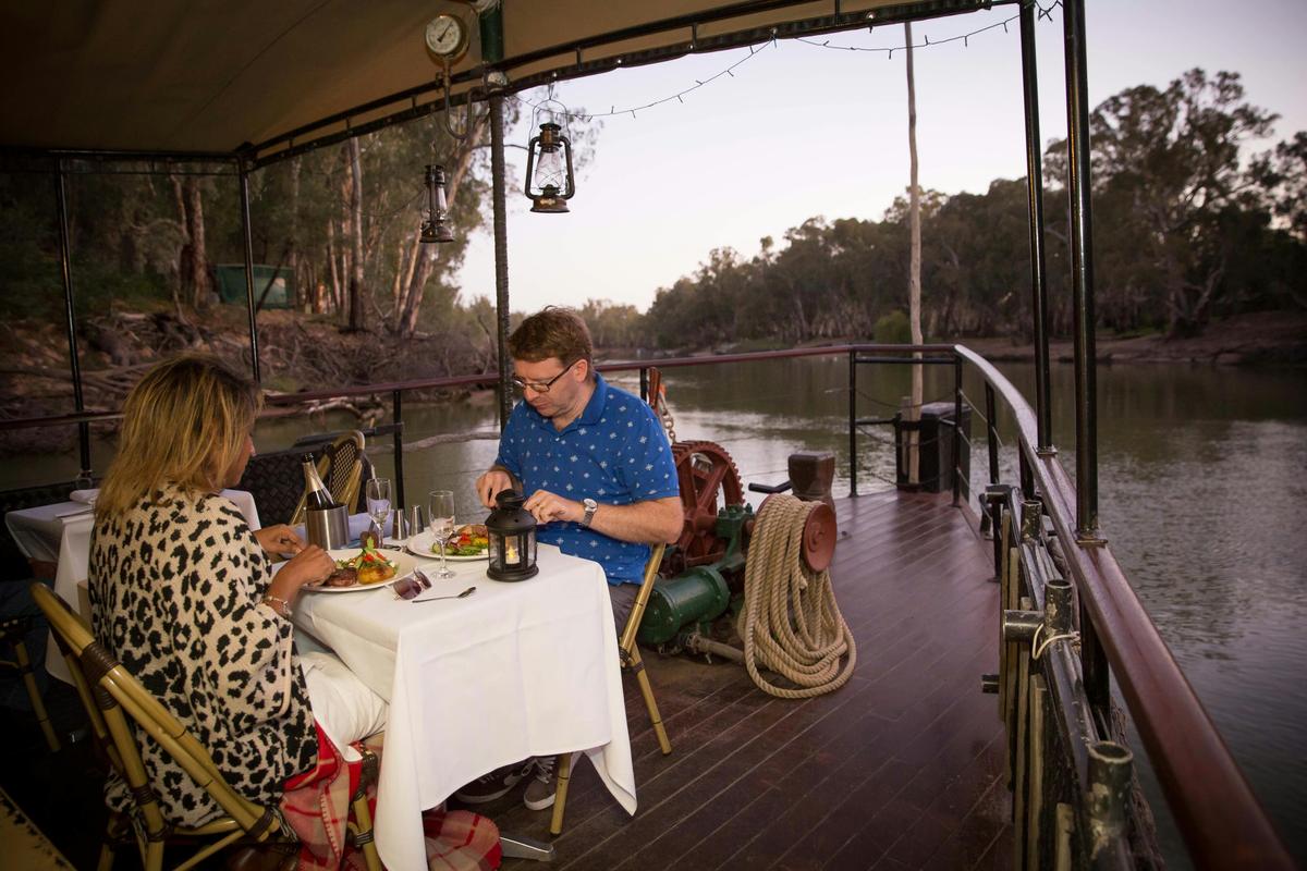 Dinner on bow of PS Emmylou