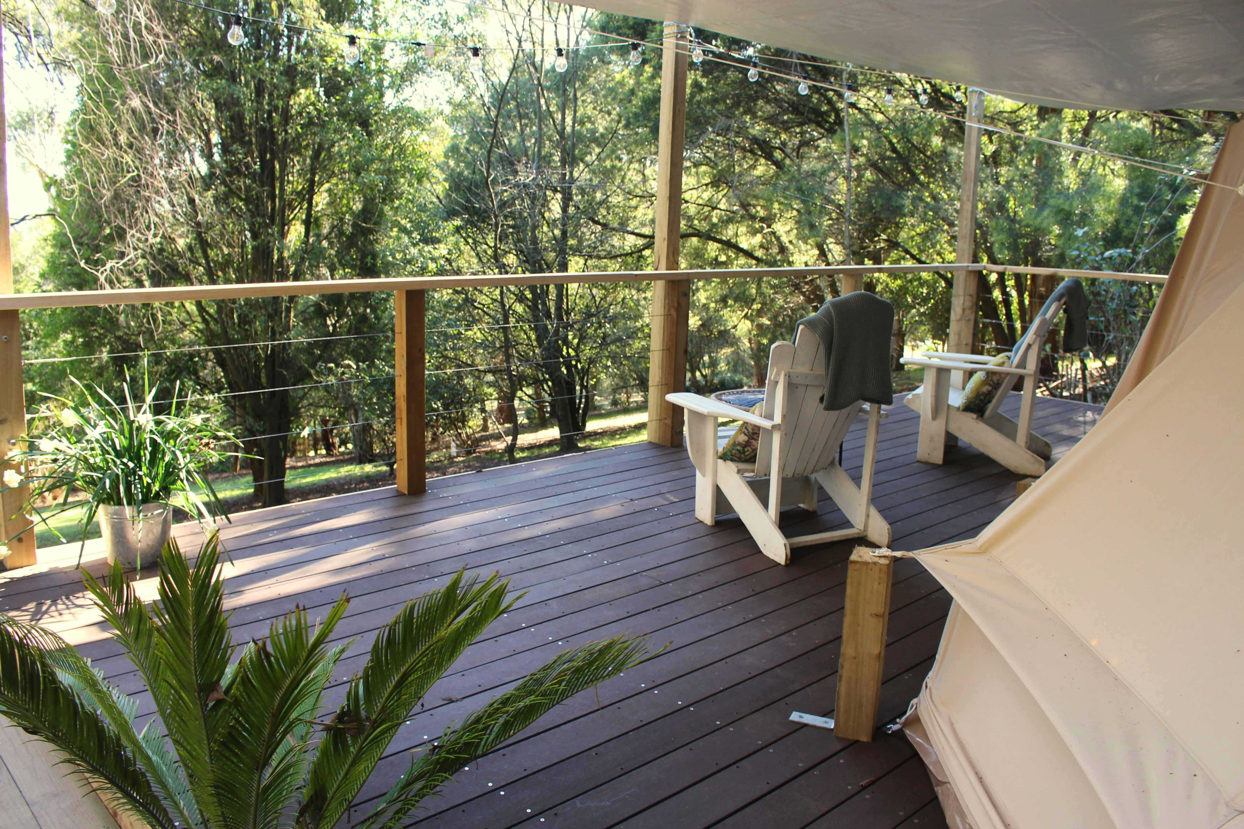 Glamping tent on private deck