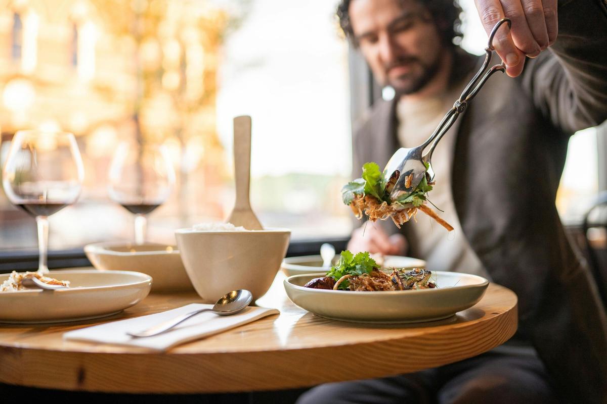 Guest serving food