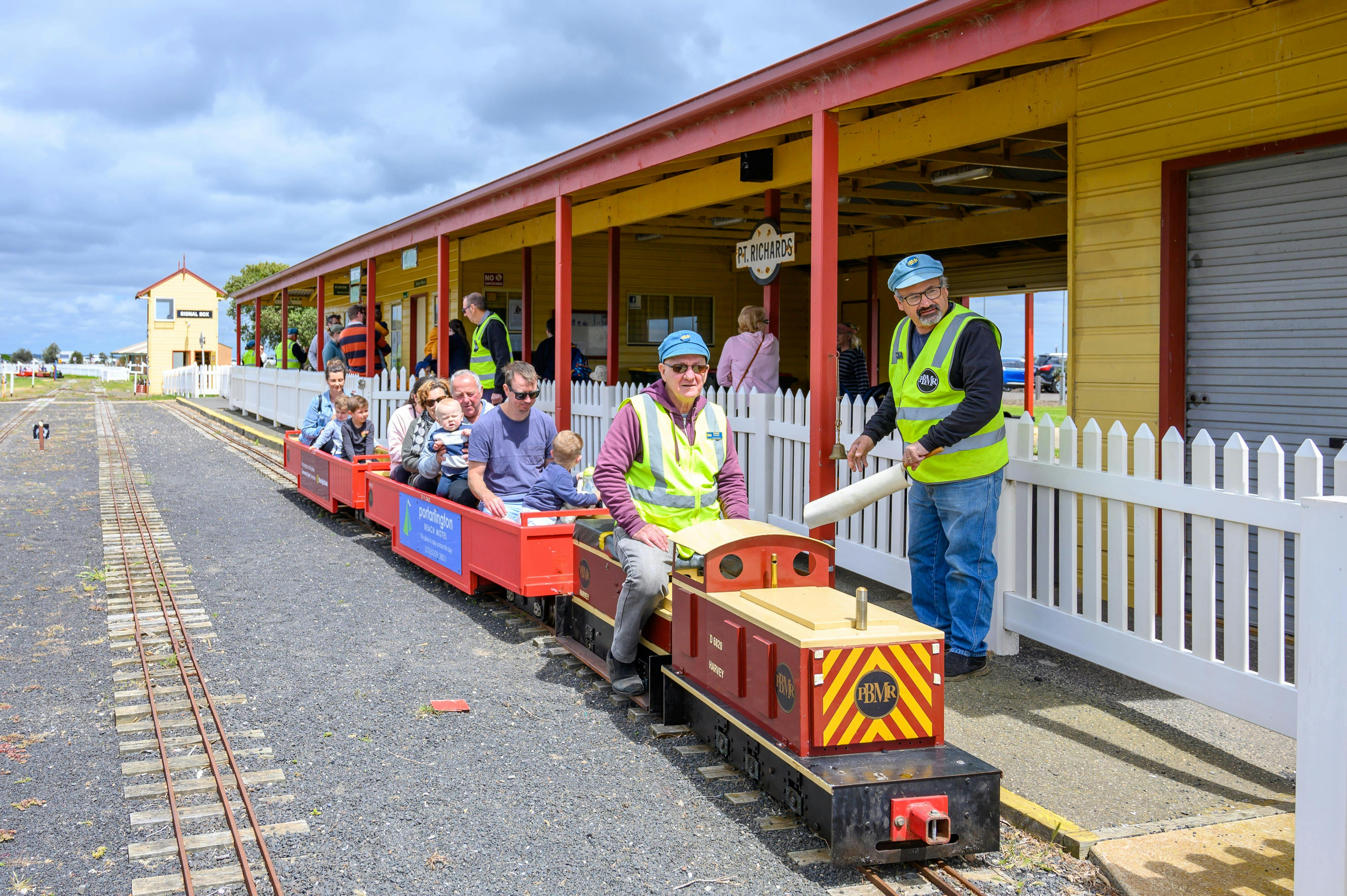 People on the miniature railway
